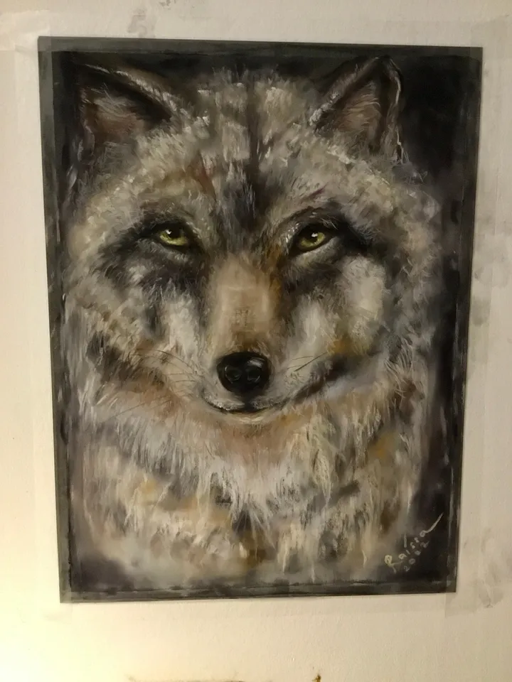 Wolf painting,original soft pastel painting on pastelmat ,wild animals painting,unique gift for animal lovers,wall hanging,kids room decor