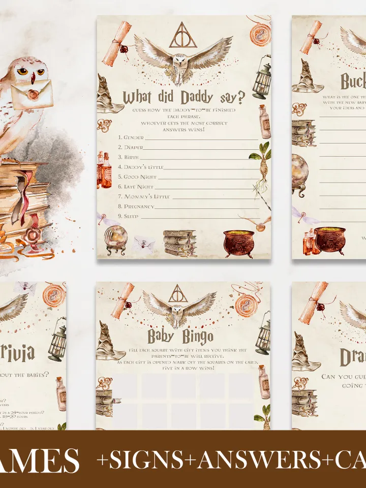 Wizarding World Baby Shower Games; Magic School Baby Shower Games; Printable Wizarding World Baby Shower Party Games; wh1