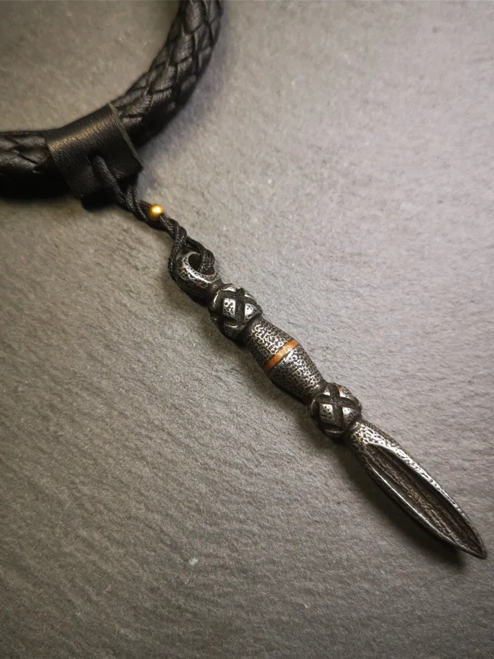 Gandhanra Handmade Tibetan Amulet ,Kila(Dorje Phurba) , Trantic Buddhism Ritual Implement Pendant,Made of Cold Iron,2.56"