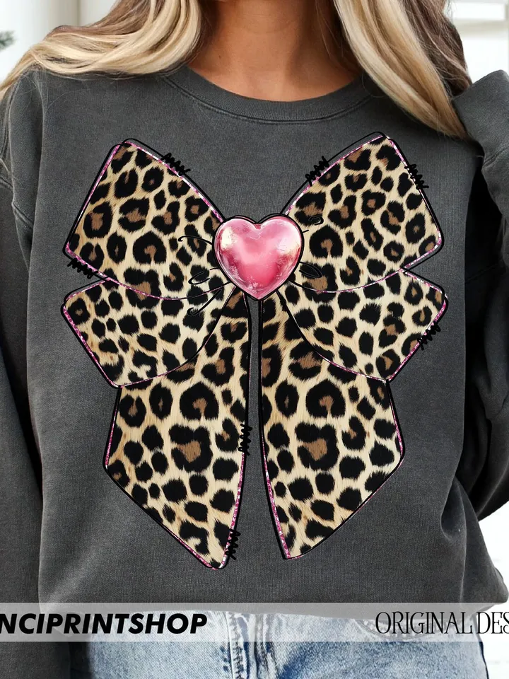 Coquette leopard valentines bow png, Valentines Day Bow png, Valentines png, Leopard Bow png, Xoxo png, Coquette Valentines png, Heart png