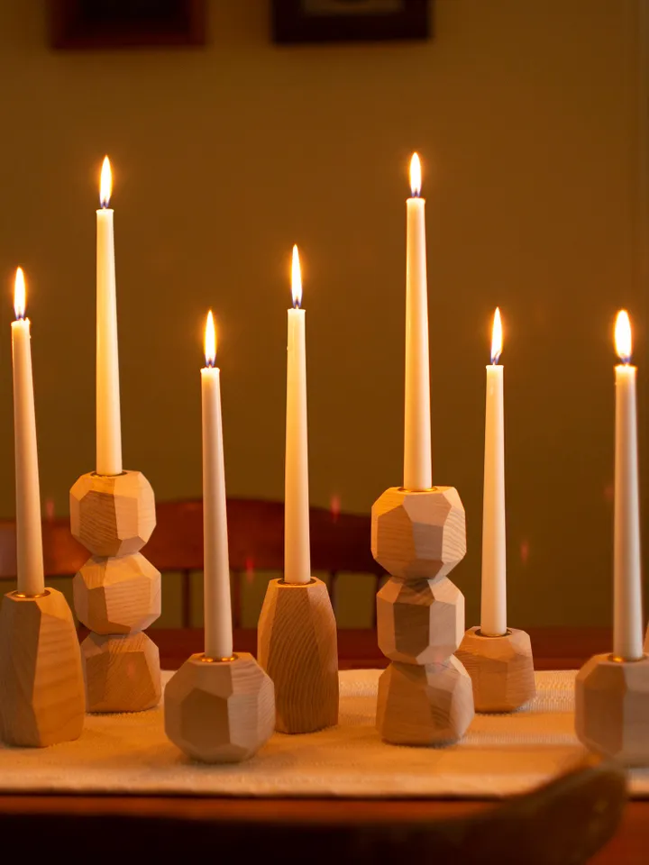 White Geometric Tapered Candlestick Holder