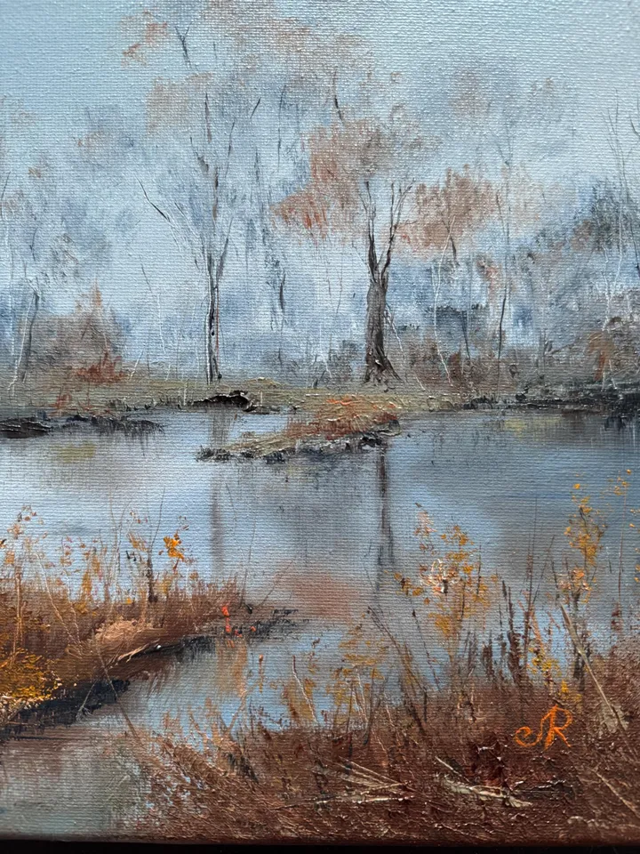 Landscape Oil Painting Original Forest Artwork River Landscape