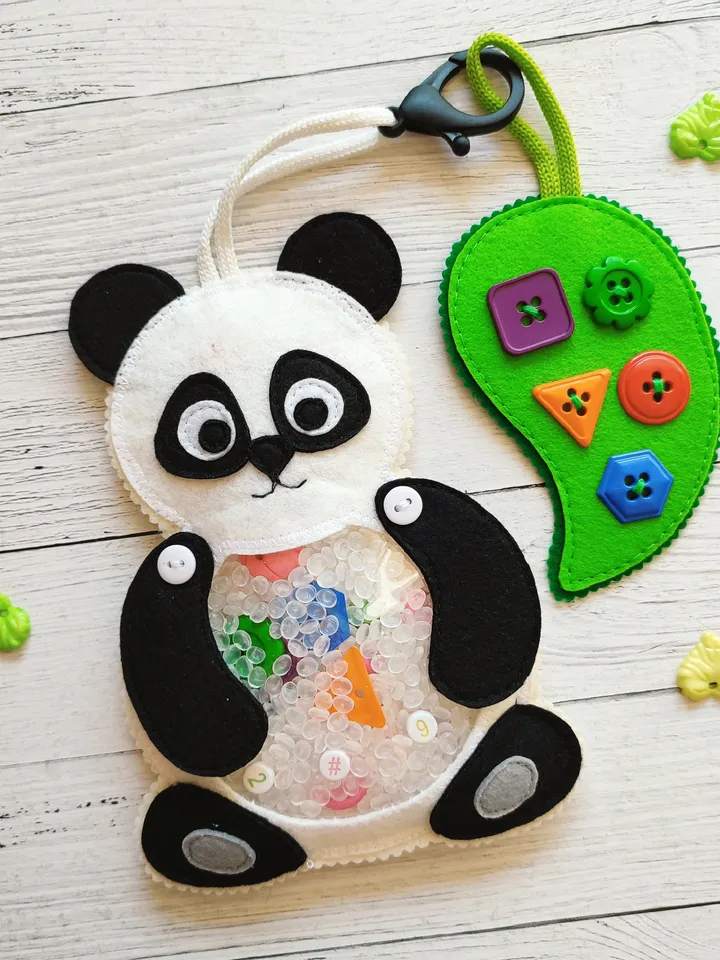 Panda I spy bag pattern & tutorial, I spy game felt pattern, Montessori travel toys, Autism sensory toys PDF, Felt Sewing pattern baby