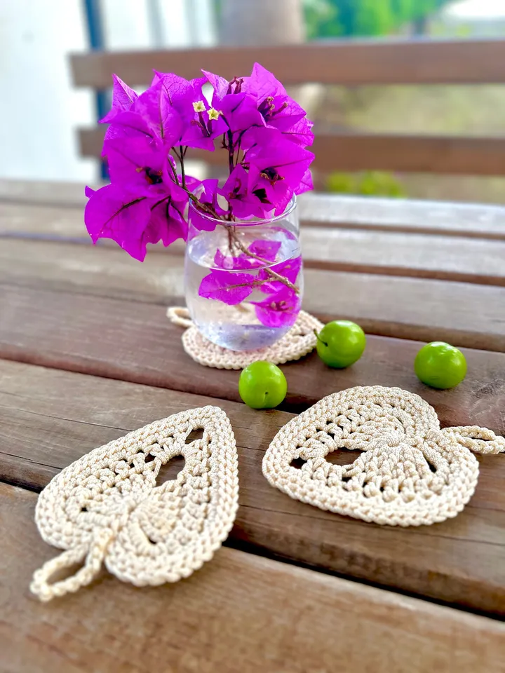 CROCHET Leaf Coaster Pattern Instant Download PDF Tutorial and Video | Easy crochet | Summer home decor | kitchen decor Gift idea