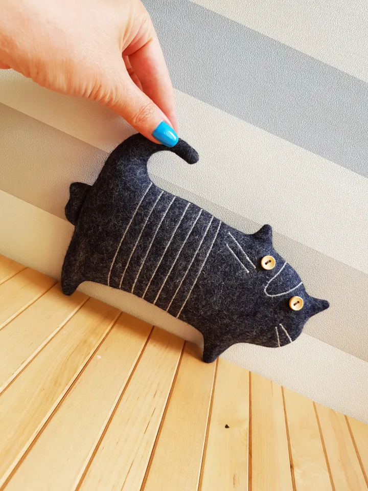 Black Cat sewing pattern PDF, halloween doll diy, digital tutorial in english, felt animal pattern