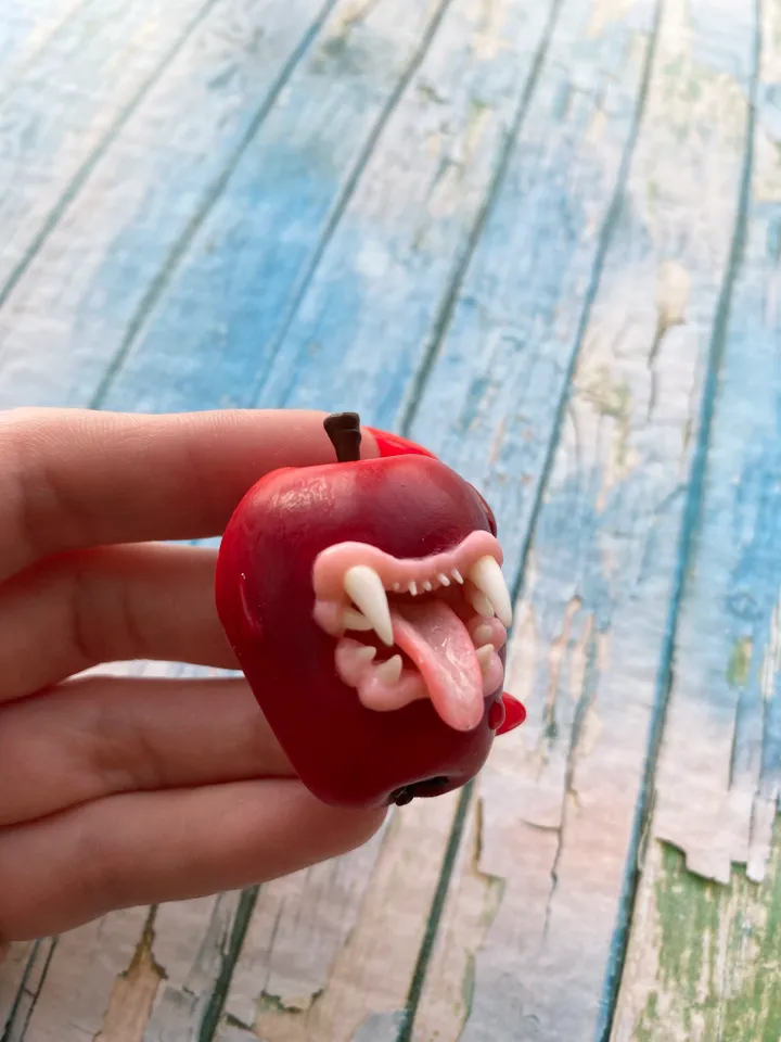 Brooch Apple with Polymer Clay