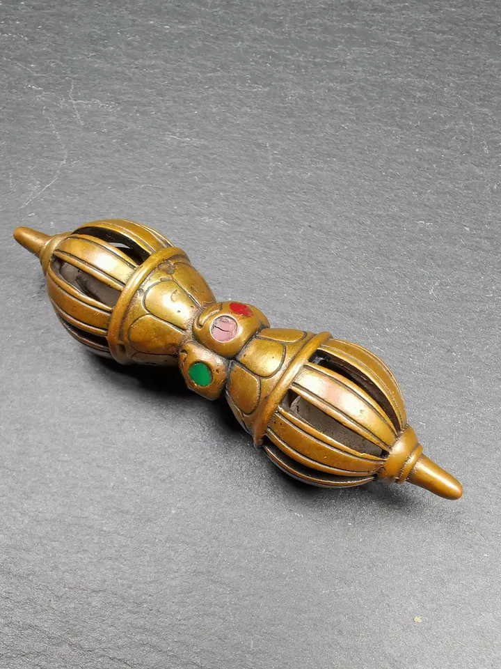 Gandhanra Handmade Vintage Nine-pronged Vajra Dorje ,Tibetan Tantric Buddhism (Vajrayana) Ritual Implement,3.0"