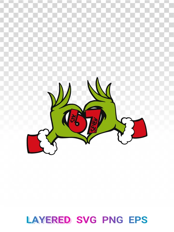 Grinch Six Seven PNG, Funny 6 7 Meme SVG, Grinch Heart
