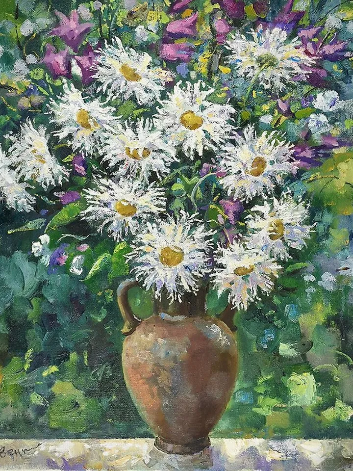 Daisy Painting Flower Original Art Floral Oil Canvas Artwork