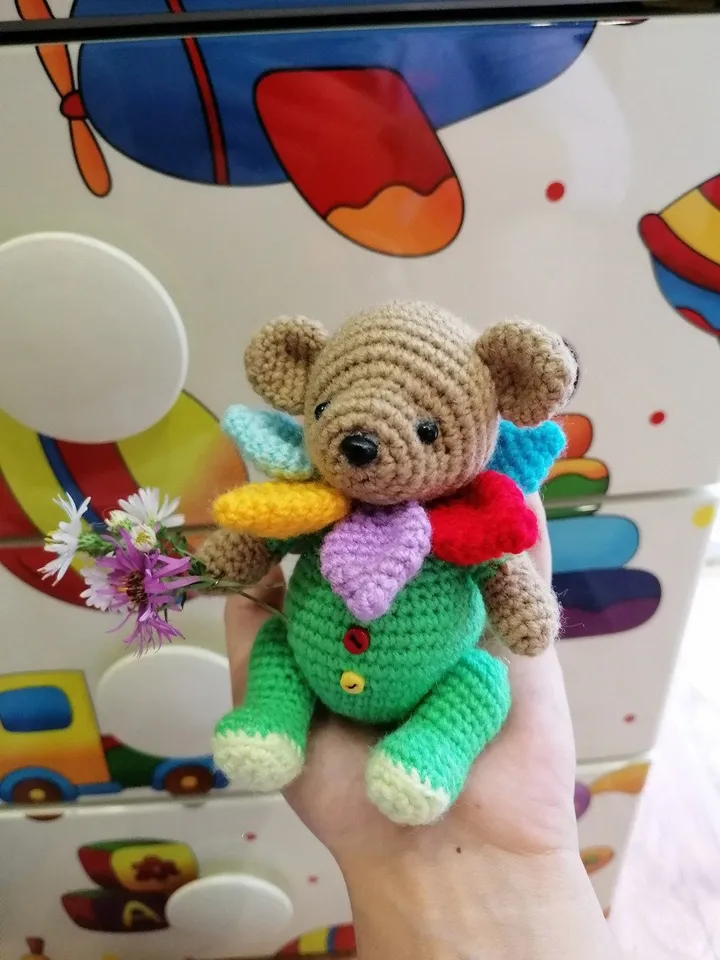 PDF Crochet Pattern Teddy Flower Bear, Small Toy Pattern, Amigurumi, Animal Pattern, Amigurumi bear pattern, cute Teddy bear pattern