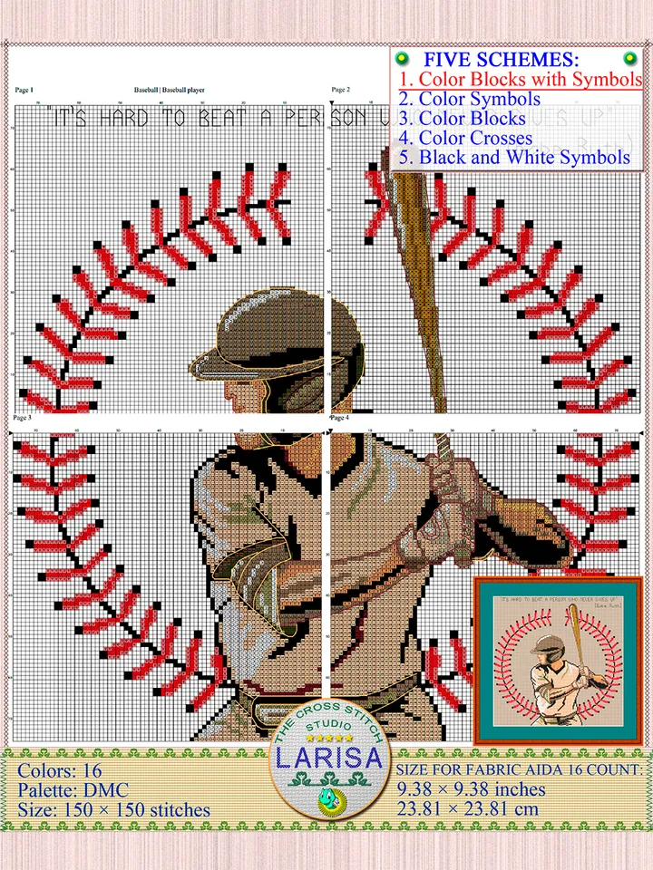 Baseball Cross Stitch Pattern | Baseball Player
