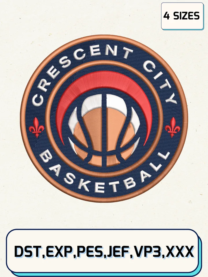 New Orleans Pelicans Logos Embroidery Design Files,NBA Logos Embroidery Designs,Machine Embroidery Files,4 Sizes