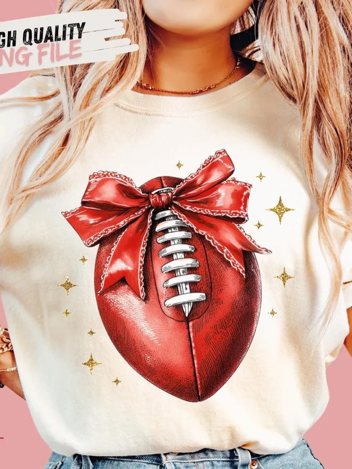 Red Football ball png, Coquette Football PNG, K City Football PNG, Game Day, Football Girly, Football Season, Red Team Football Bow