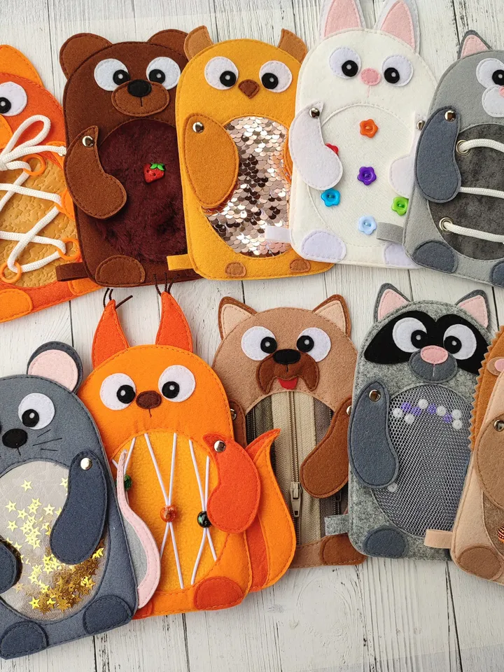 Animals pattern PDF Tutorial, Sensory toys pdf, Felt book pattern svg, Montessori book Quiet book ideas, Pdf felt sewing pattern for toddler
