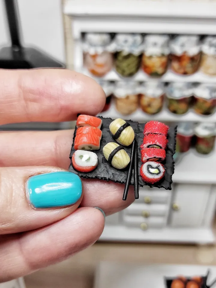 Realistic sushi and rolls for dollhouse, food for dolls, Japanese food, mini food, japanese food for dollhouse, micro