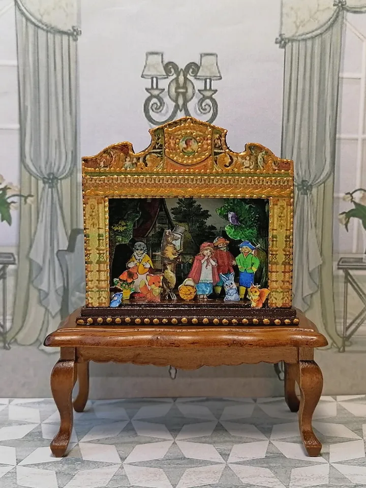 Puppet show. Theater based on the fairy tale Little Red Riding Hood.