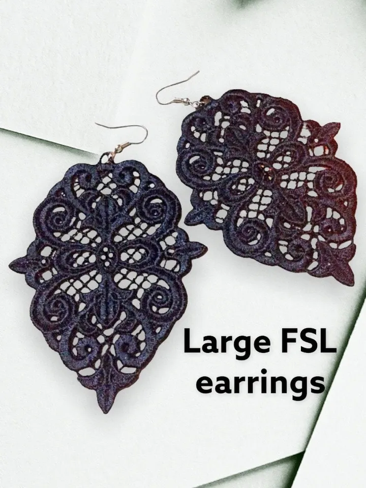Lage Free Standing Lace Earrings machine embroidery design FSL pattern digital embroidery design  jewerly embroidery motif