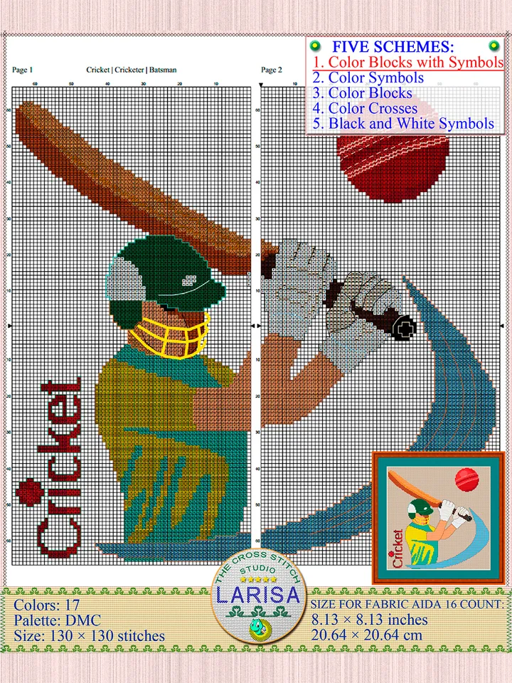 Cricket Cross Stitch Pattern | Cricketer | Cricket Player