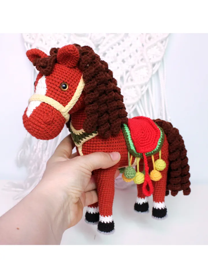 Horse crochet pattern PDF Christmas horse Amigurumi holiday toys  Animal toy crochet tutorial