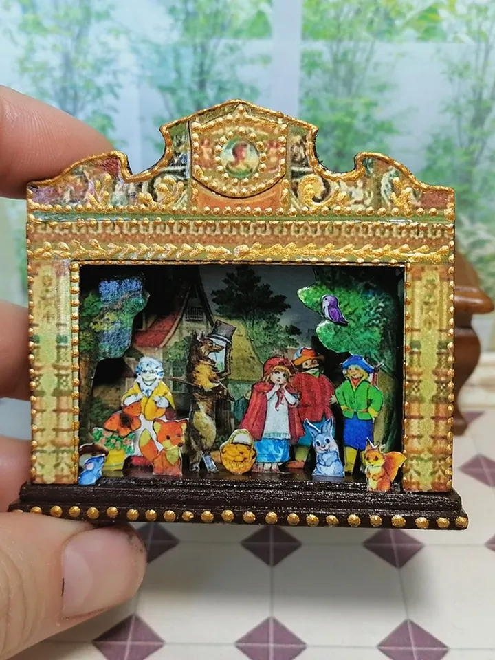 Puppet show. Theater based on the fairy tale Little Red Riding Hood.