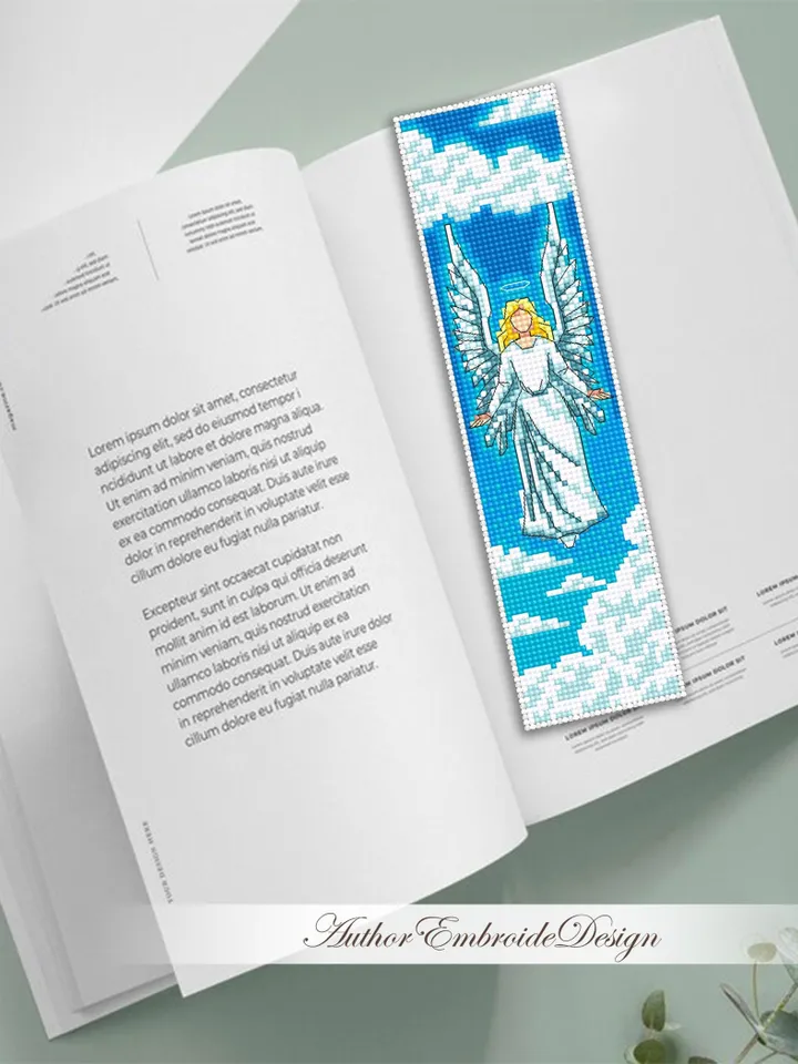 Angel bookmark cross stitch pattern PDF download Guardian angel cross stitch chart, Christian bookmark pattern digital PDF, Angel gift #B446