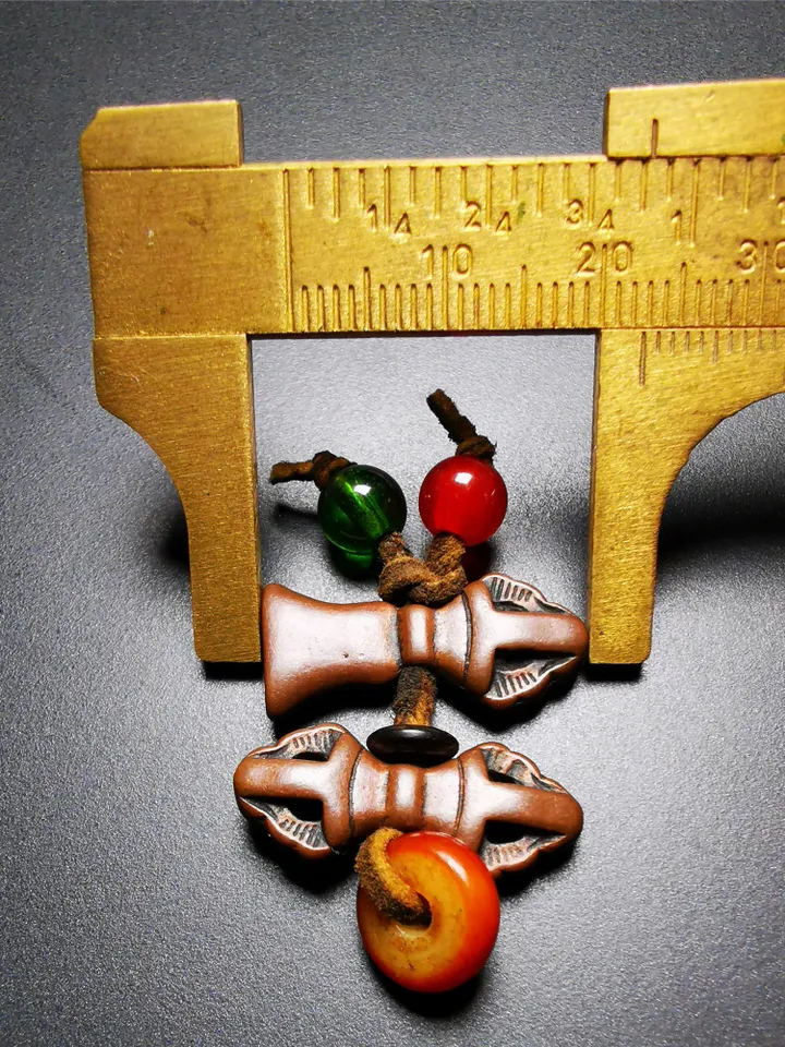 Gandhanra Antique Tibetan Amulet,Mini Vajra and Bell Bead Counters for Mala Bracelet,Prayer Bead,Made of Red Copper