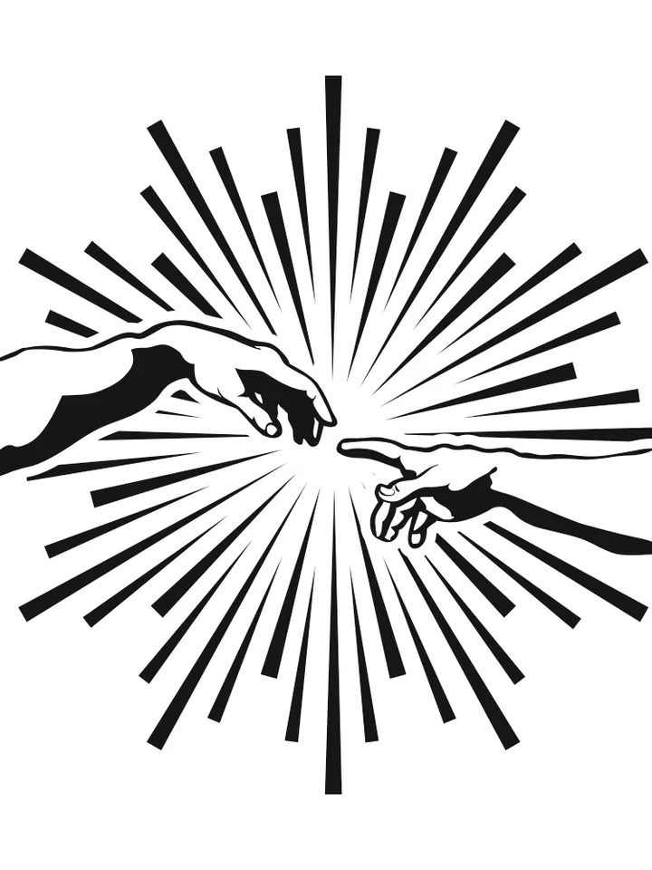 Creation of Adam Svg, Hands of god and Adam svg, png, dxf, eps, cdr file, Hands Svg