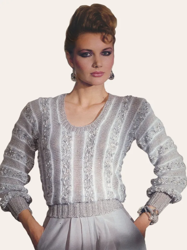 Vintage Knitting Pattern 247 Scoop Neck Pullover Women