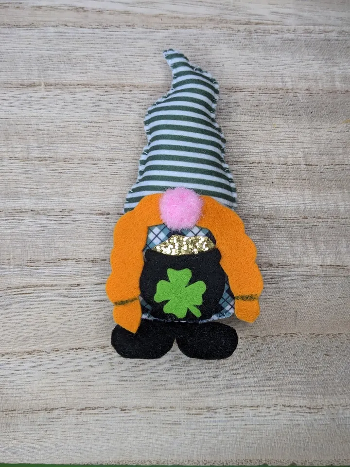 Holiday Gnomes, Felt Christmas Tree Decorations, Scandinavian Gnome, Green gnome, Clover, St. Patrick's Day,  Set 3 toy
