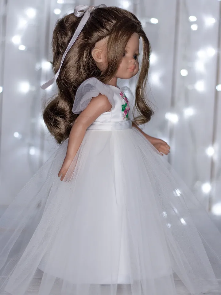 Beautiful White dress for Paola Reina doll 13 inch, Doll clothes, Paola Reina clothes, Dolls outfit, Fluffy doll dress