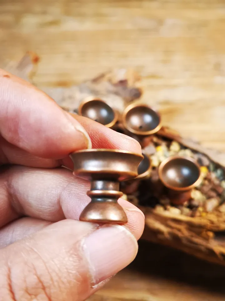 Gandhanra Handmade Mini Tibetan Buddhist Offering Butter Lamps,Made of Red Copper,1 Set of 7 Lamps