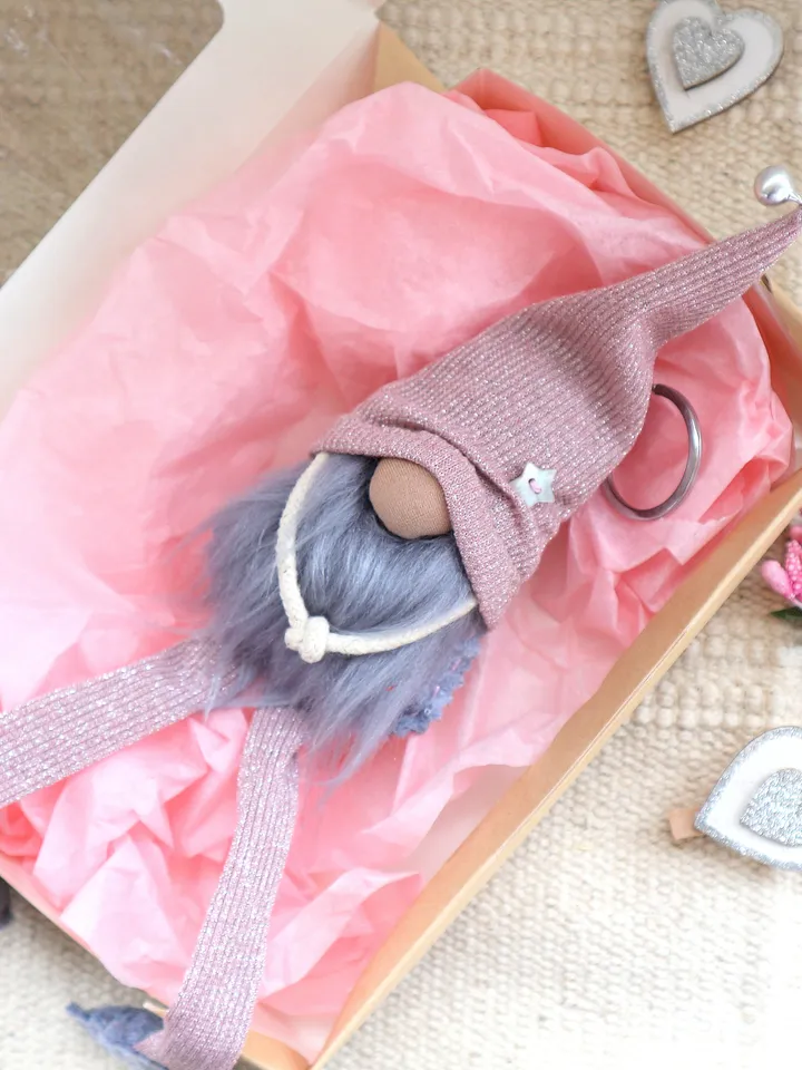 Pink and grey Gnome charm