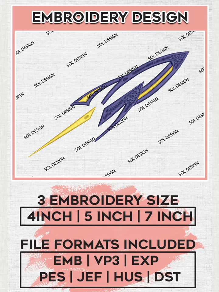Toledo Rockets Embroidery Designs, NCAA Logo Embroidery Files, NCAA Toledo Rockets Logo, NCAA Embroidery Designs, Machine Embroidery Designs, Digital Download