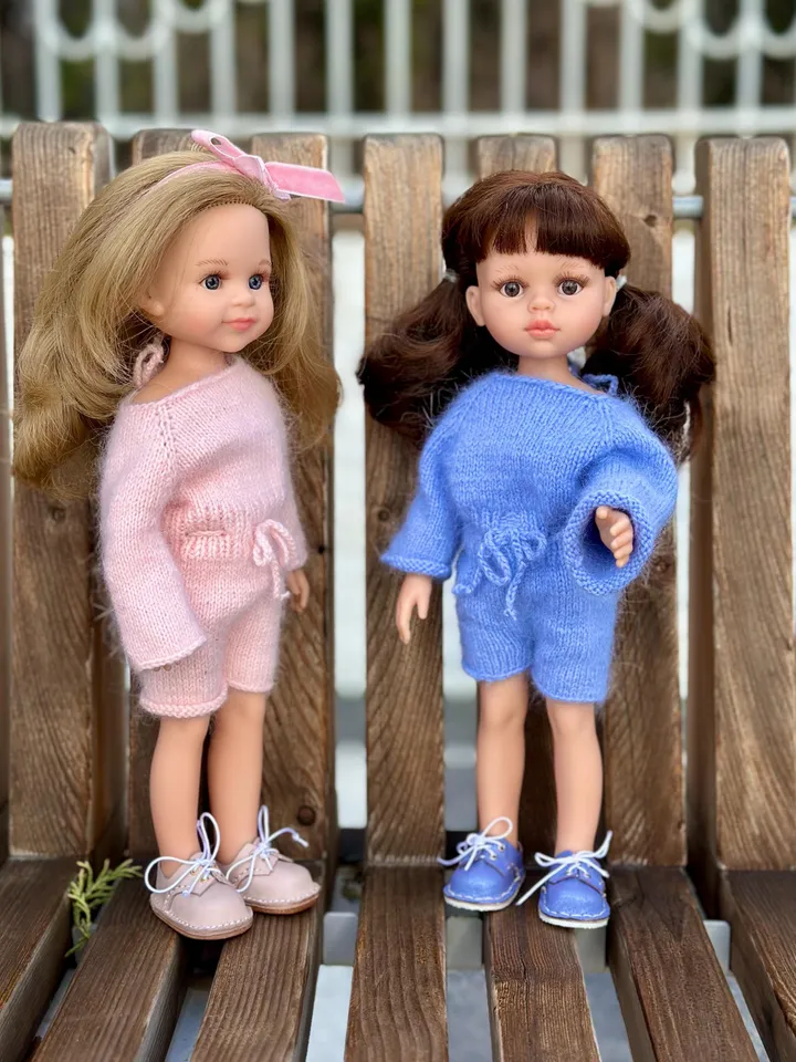 Jumpsuit seamless for Paola Reina KNIT PATTERN and tutorial for Boneka 12-13 inch doll, Ruby Red Siblies, Les Cheries 32 cm PDF eng