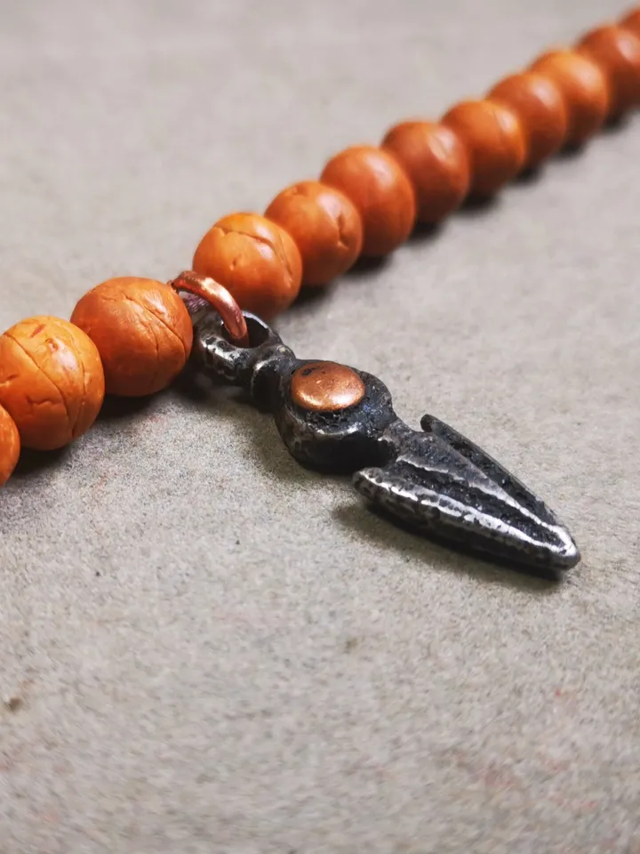 Gandhanra Handmade Tibetan Mala Amulet, Phurba Pendant for Prayer Beads,Necklace,Bag Hanging Accessories,Made of Cold Iron,1.3" × 0.35"