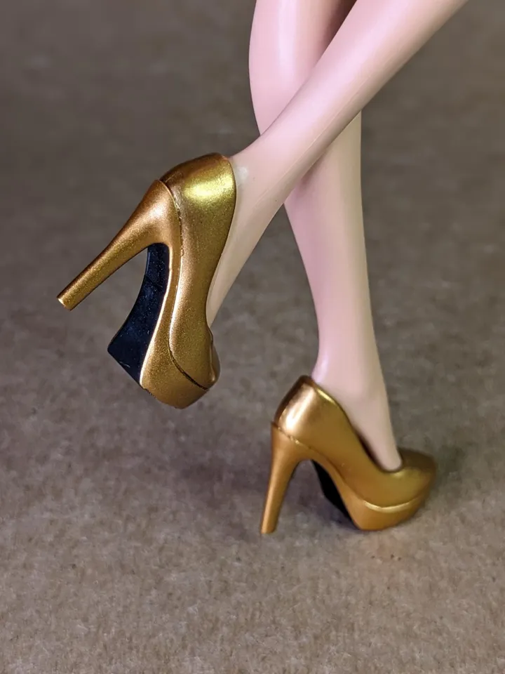 Gold heels shoes for fashion female dolls (Color Infusion, MH)