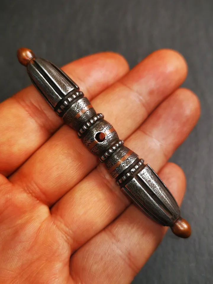 Gandhanra Vintage Tibetan Ritual Implement - Nine-Pronged Vajra Dorje - Made of Cold Iron - 30 Years