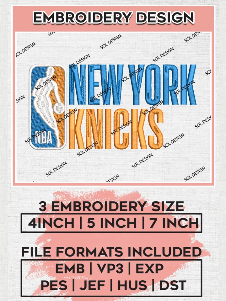 New York Knicks Logo Embroidery Design Files, NBA Embroidery Files, NBA New York Knicks Machine Embroidery Design, Digital Download