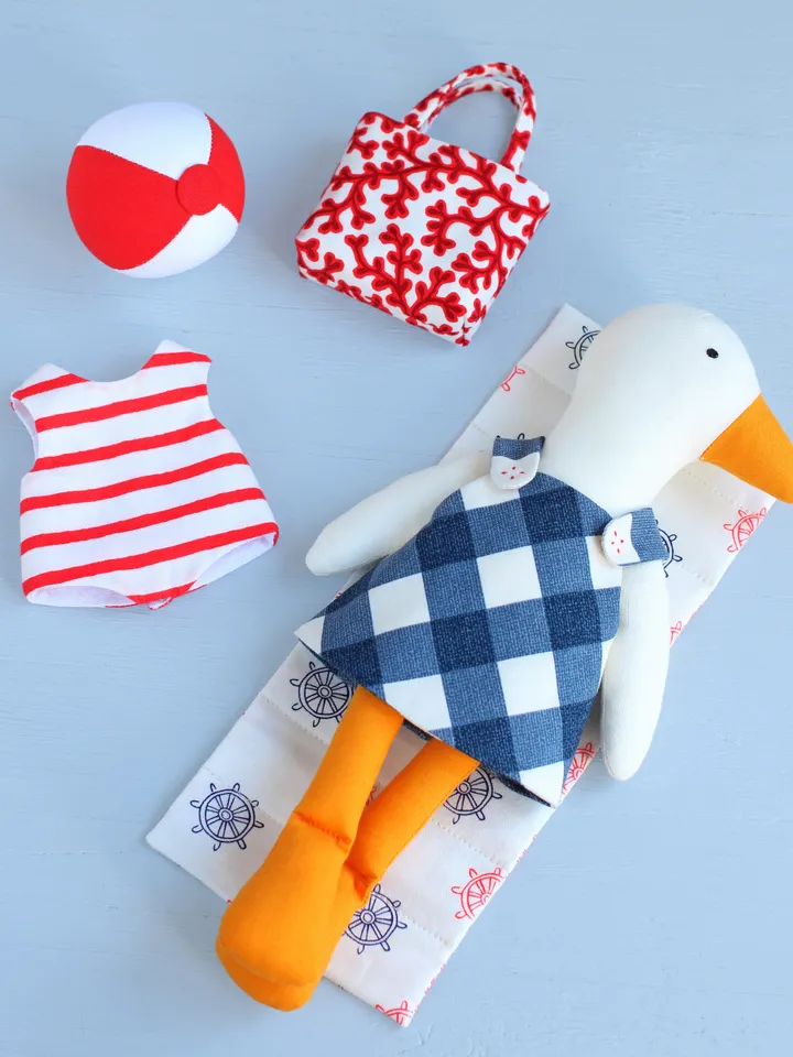 PDF 7-piece Beach Set for Large Doll (Clothes and Accessories) Sewing Pattern