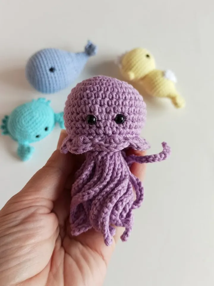 sea animals crochet, crochet jellyfish soft toys,gift for first birthday,newborn