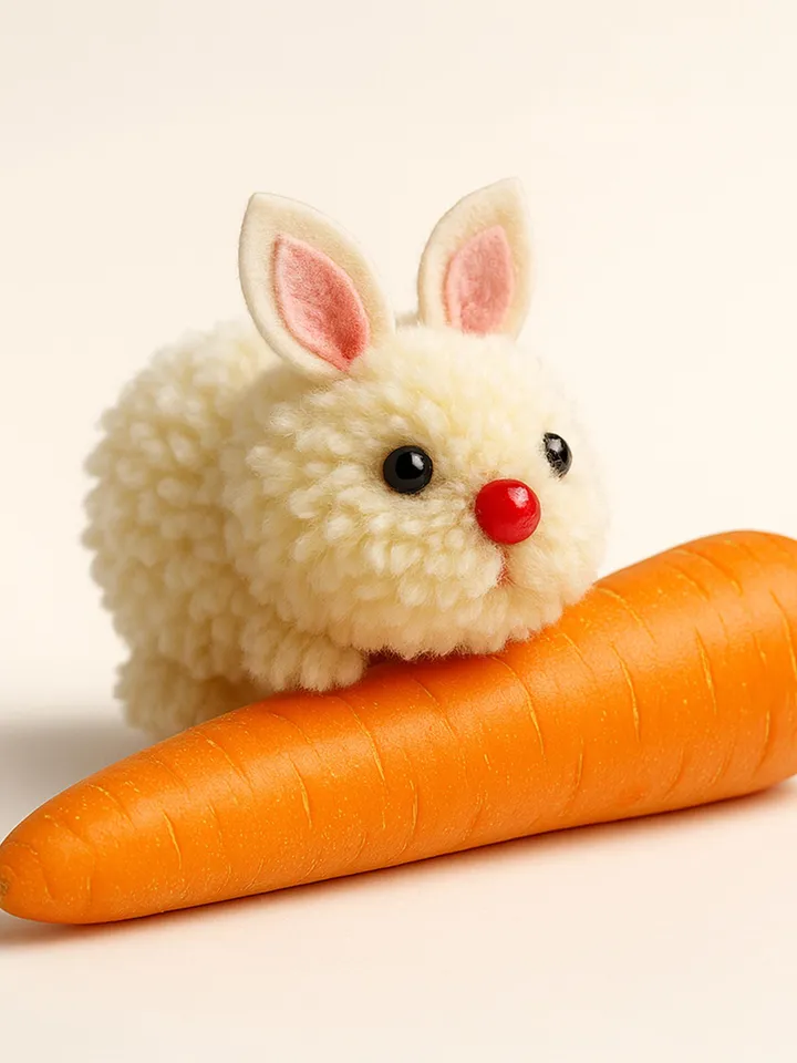 Pom Pom Bunny DIY Pattern Tutorial, Easy Rabbit Craft Tutorial for Easter Decorations, Handmade Rabbit Decoration, Instant Download