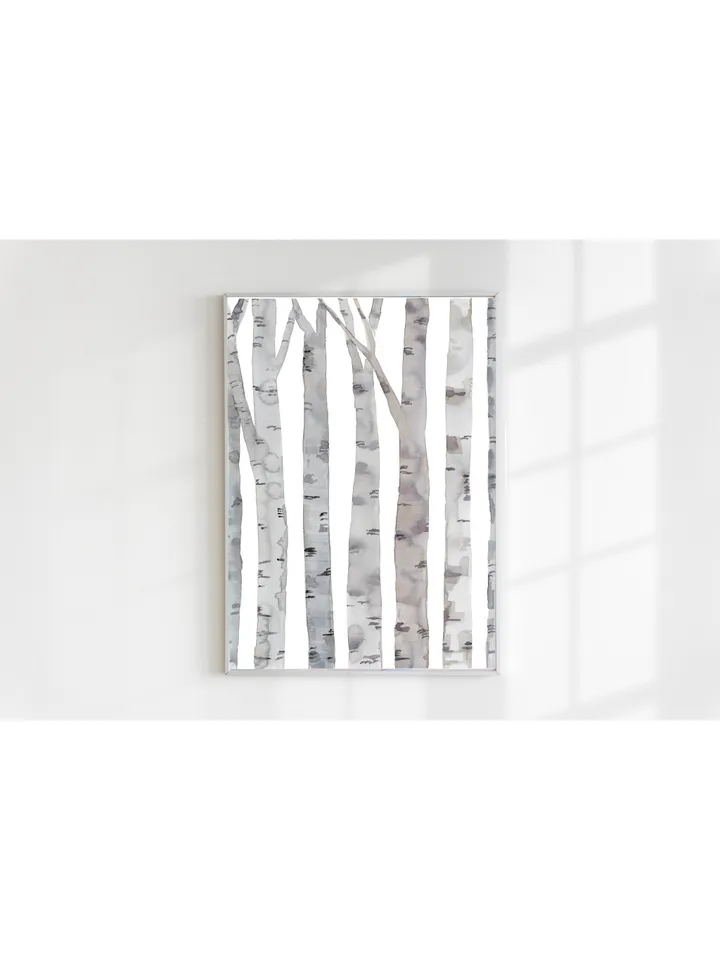 Tree Birch Art Print, Watercolor Forest, Modern Tree Art, Branches Wall Art, Contemporary Tree, Bedroom Wall Art