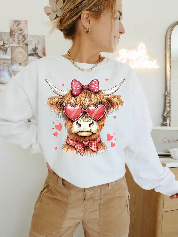 Highland Cow png, Valentine Coquette Png, Valentine's Day, Retro Valentine Png, Valentine Heart Png, Love Png, Sublimation Designs