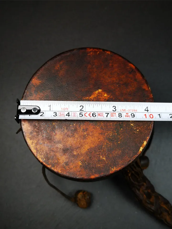 Gandhanra Vintage Tibetan Tantric Buddhist Ritual Implement Chod Drum,Damaru,Religious Ceremonial,4.15",80 Years Old.