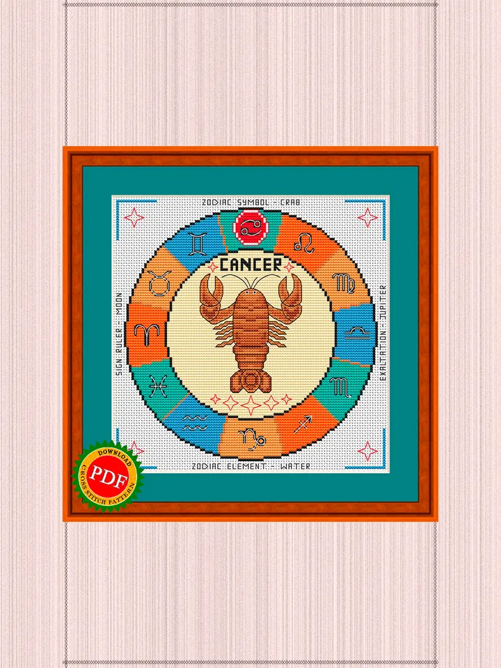 Cancer Cross Stitch Pattern | Cancer Zodiac Sign