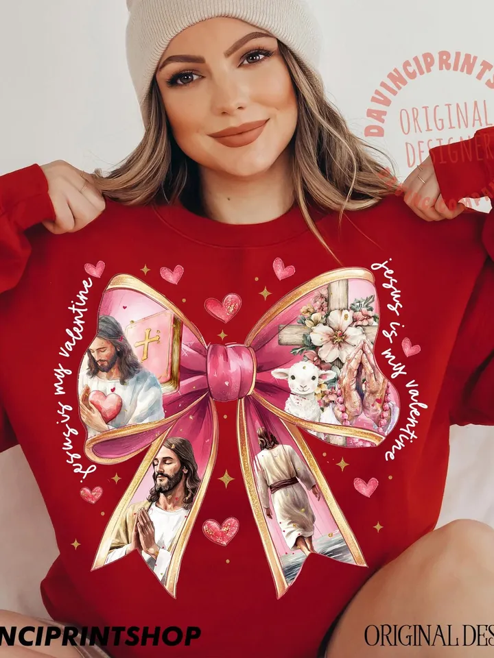 Jesus is my Valentine PNG, Christian Valentine Png, Valentine Coquette Bow Png, Bible Verse Png, Love Like Jesus Png, Cross, Faith, Jesus