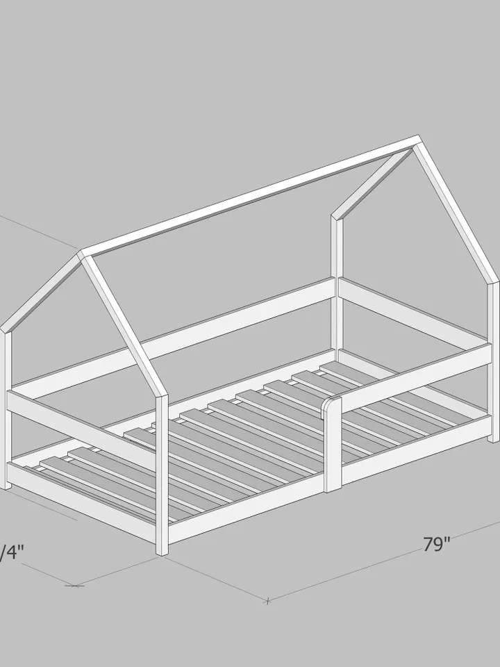 Montessori Bed Plan, Twin Size, House Bed for Kids, DIY, PDF