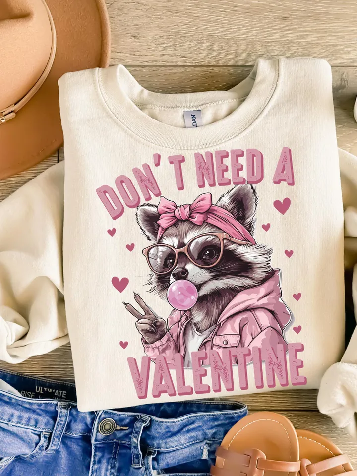 Dont Need a Valentine Png, Funny Raccoon Valentines Day Png, Sarcastic Humor Shirt Sublimation Design Png, Cute xoxo Raccoon png, Galentine