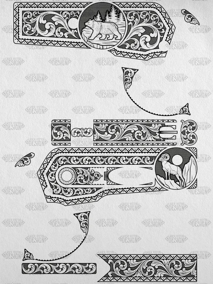 VECTOR DESIGN Winchester 1886 Mountain Ram and Bear