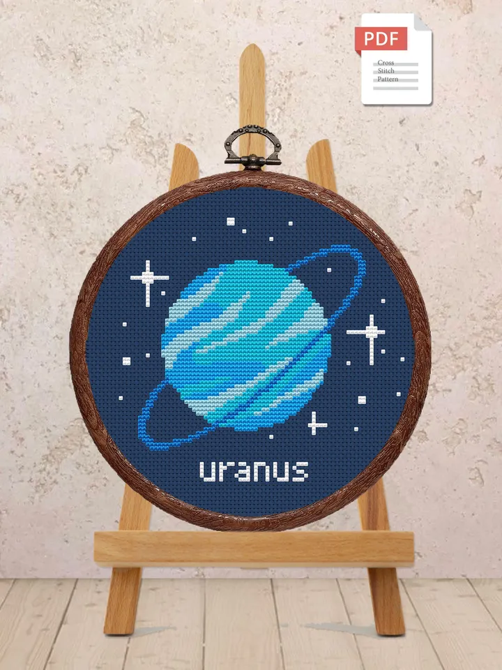 Uranus Cross Stitch Pattern, Planets Cross Stitch Pattern, Uranus Pattern, Space Cross Stitch Pattern, Solar System Patterns #spc007